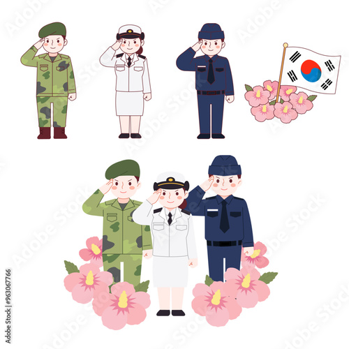 Soldiers, patriots, nations, salutes, Mugunghwa, Taegeukgi,