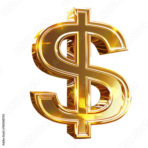 Detailed 3D dollar symbol with a bold, futuristic look, representing economic strength and financial impact.