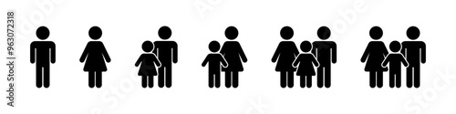 Family icon silhouette. Group of family members
