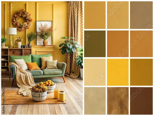 Color: Warm, muted, with a dominant golden hue photo