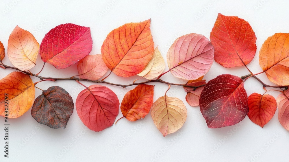 Obraz premium Autumn Leaves Border on White Background