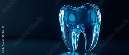 Blue Glass Tooth  D Render Dental Healthcare