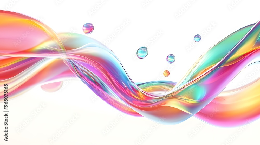 Abstract Colorful Liquid Wave with Floating Spheres Abstract Colorful Liquid Wave with Floating Spheres