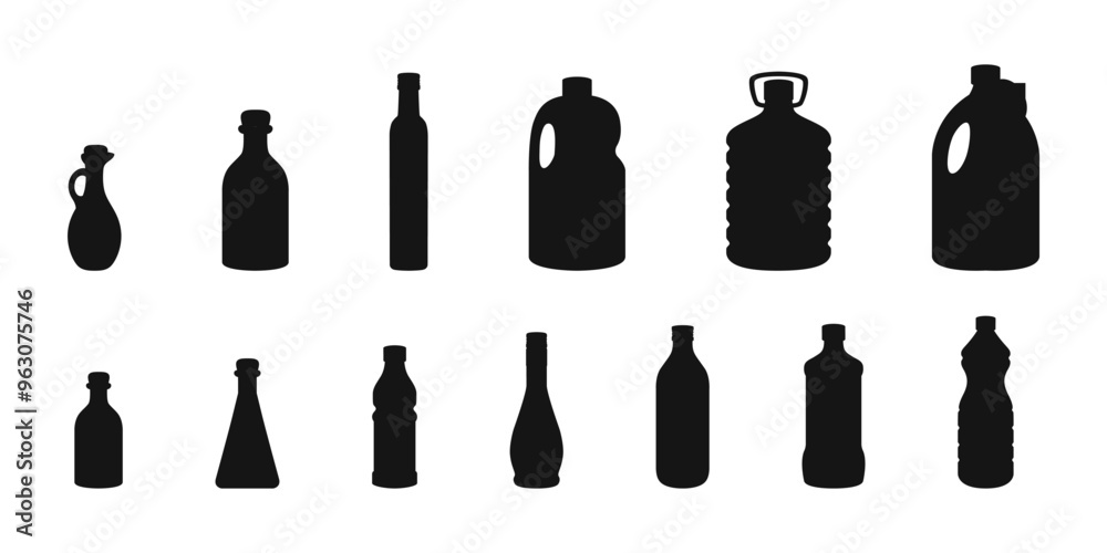 Bottle icon.
Silhouette bottles container symbol