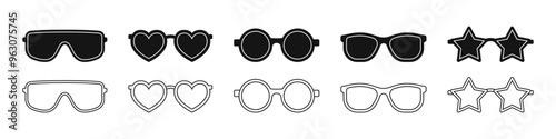Party glasses icon.
Celebration eyewear symbol
