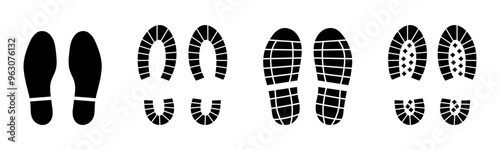 Shoe print icon. 
Footwear trail symbol
