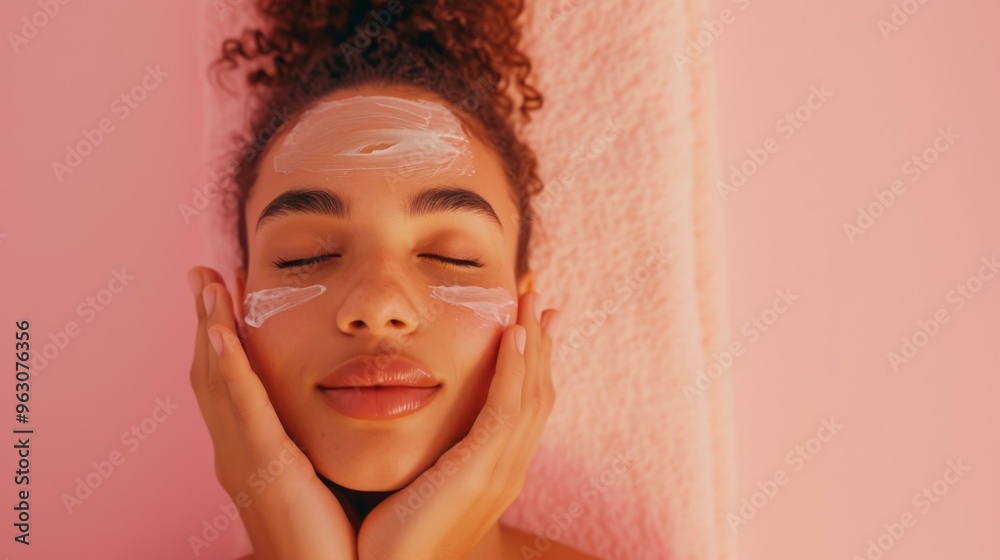 Woman Relaxing with Face Mask for Skin Care Woman Relaxing with Face Mask for Skin Care