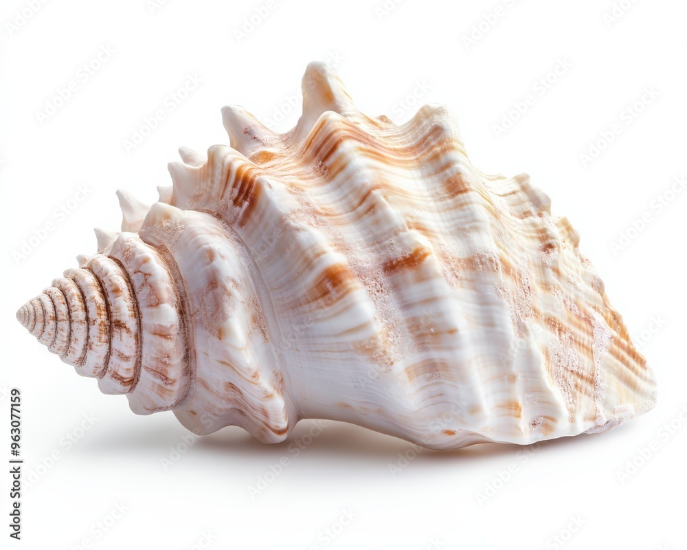 Obraz premium Conch Shell. Empty Seashell on White Isolated Studio Background