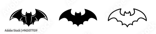 Bat icon. 
Halloween night symbol