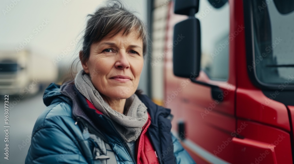 Portrait of a Confident Female Truck Driver Portrait of a Confident Female Truck Driver