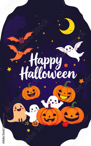 cute and gorgeous halloween card poster design illustration cartoon