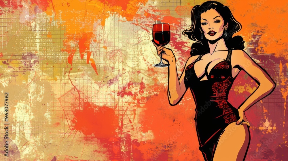A beautiful sexy attractive woman holding a glass of red wine A beautiful sexy attractive woman holding a glass of red wine