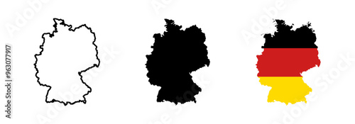 Germany flag icon. Country map silhouette