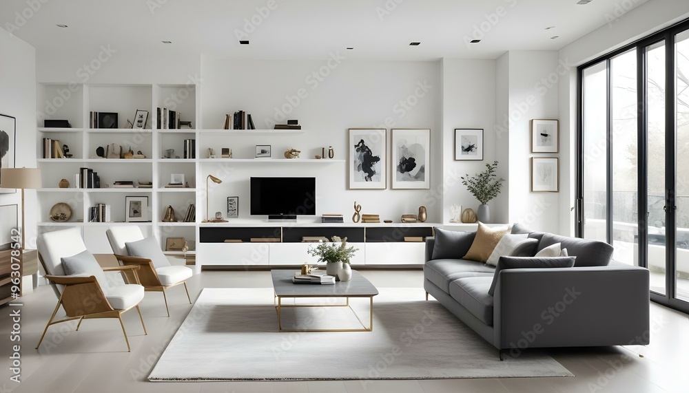 Photo interior modern design room 3d illustration Photo interior modern design room 3d illustration
