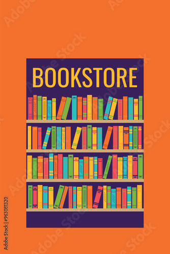 Bild auf Leinwand Bookshelf with books for announcements, advertising, bookstore offers