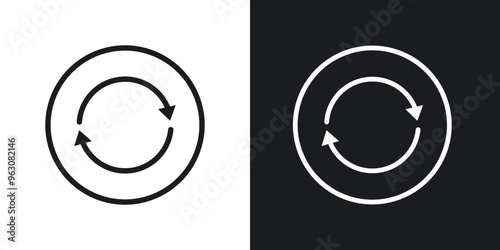 Synchronization icon in black and white stroke