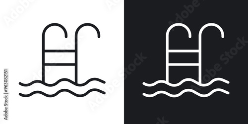 Swimming pool icon in black and white stroke