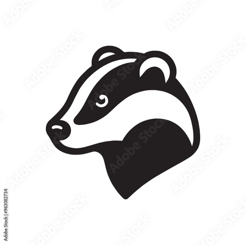Badger logo, icon. Head, portrait. simple vector black and white illustration, emblem, sign