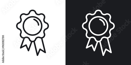 Badge icon in black and white stroke