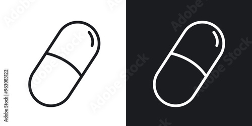 Capsule icon in black and white stroke