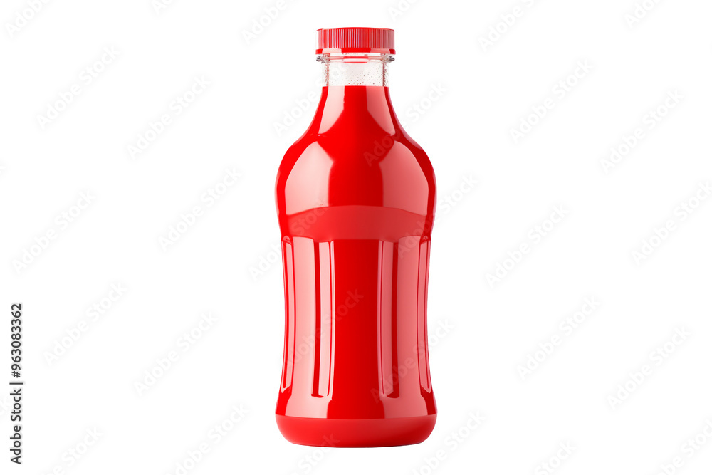 Red ketchup bottle isolated on white transparent background, Red ketchup bottle isolated on white transparent background,