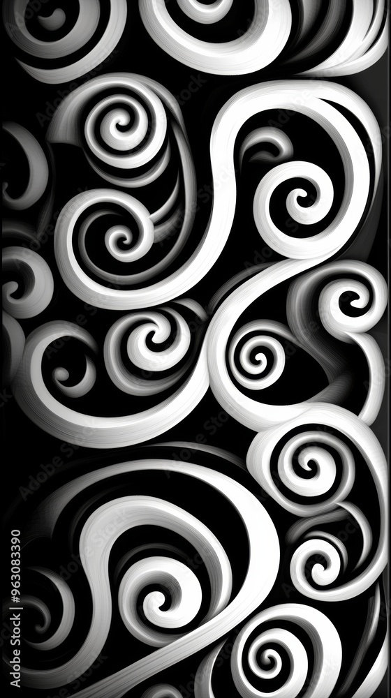 Abstract black and white spiral pattern, dynamic Abstract black and white spiral pattern, dynamic