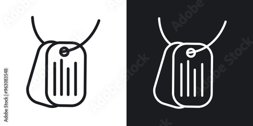 Dog tag icon in black and white stroke