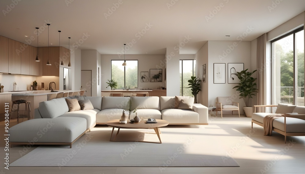 Fototapeta premium Photo interior modern design room 3d illustration