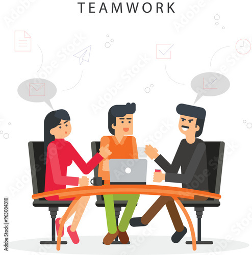 Professional business team collaborating in a modern office environment. A diverse group of colleagues working together, sharing ideas, and engaging in teamwork to achieve common goals.