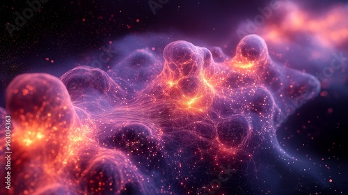 Abstract Network Glowing Particles Background