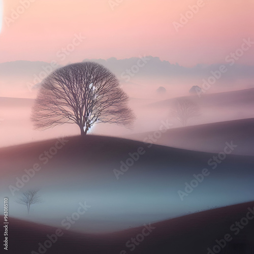 sunrise in the fog