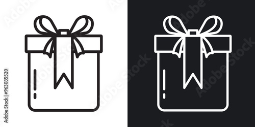 Present gift box icon in black and white stroke