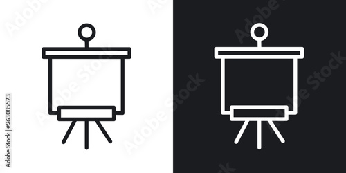 Presentation board icon in black and white stroke