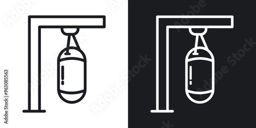 Punching bag icon in black and white stroke