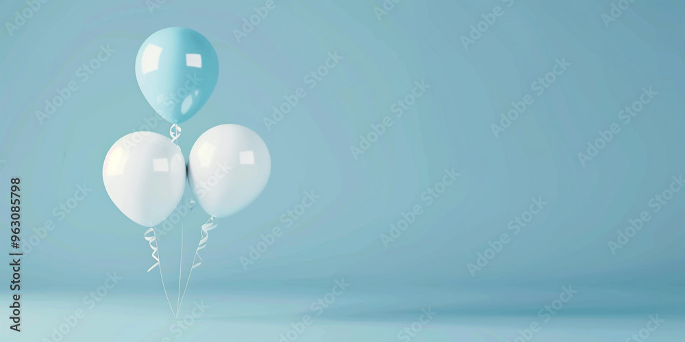 Gifts box with balloons 3d rendering Celebration festival background greeting banner Birthday party
