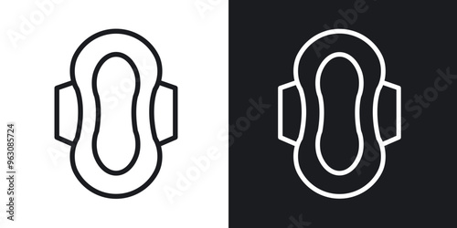 Sanitary pad icon in black and white stroke