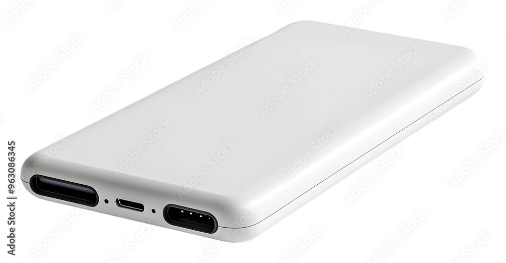 Portable charger on a white background ready for charging devices isolated on transparent background Portable charger on a white background ready for charging devices isolated on transparent background