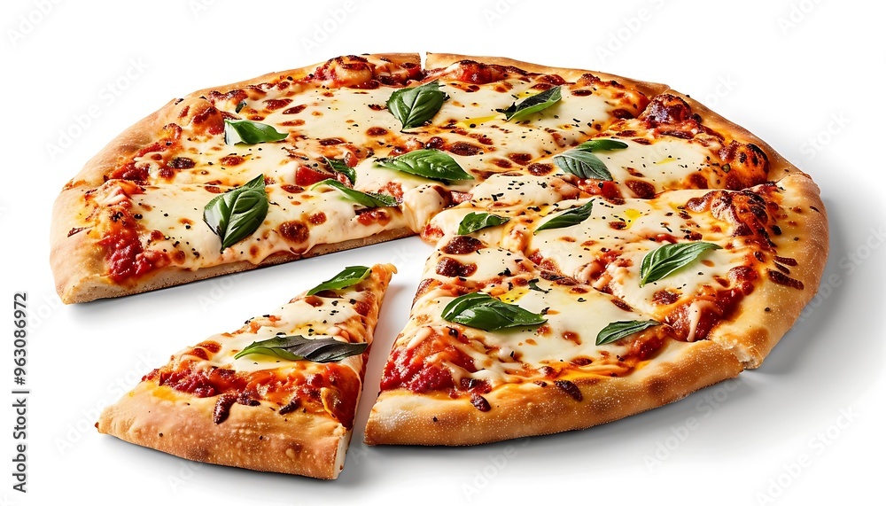 Delicious Margherita Pizza with Basil and Mozzarella Cheese Delicious Margherita Pizza with Basil and Mozzarella Cheese