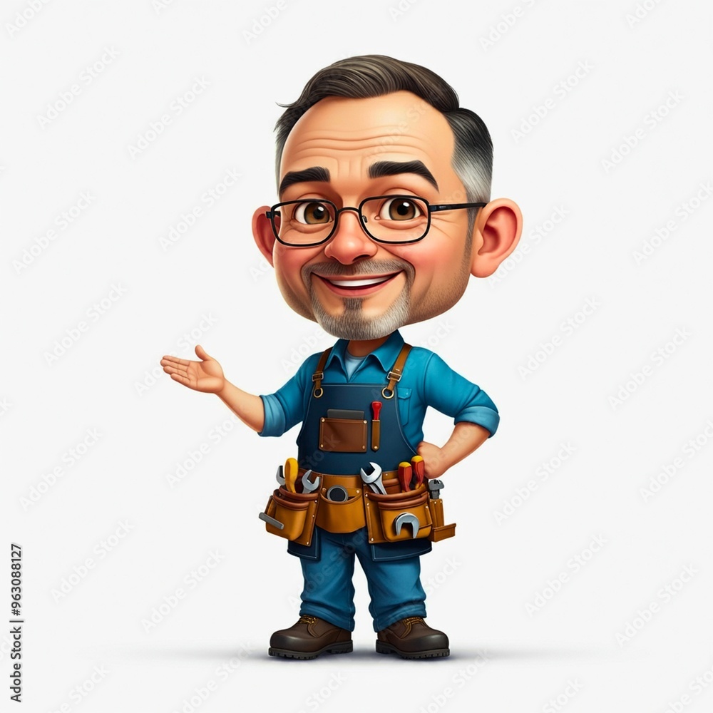 Fototapeta premium cartoon character with glasses, and work clothes