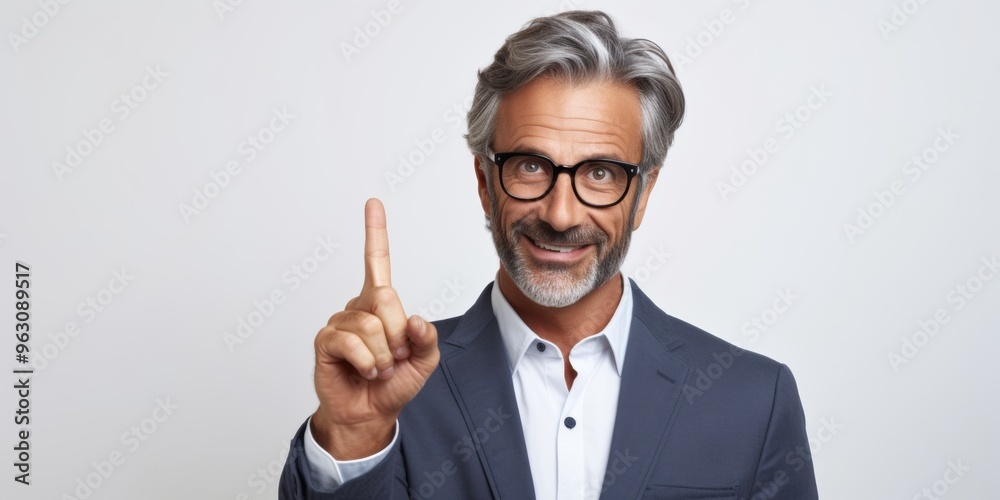 Close up of businessman hand pointing for direction, against white background. Generative AI. Close up of businessman hand pointing for direction, against white background. Generative AI.