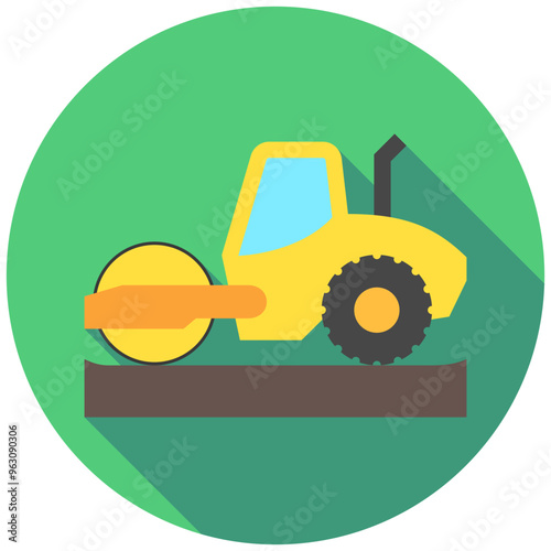 Compactor Roller rounded multi color icon. related to heavy machinery, industry, construction theme. best for UI, UX, app and web development.