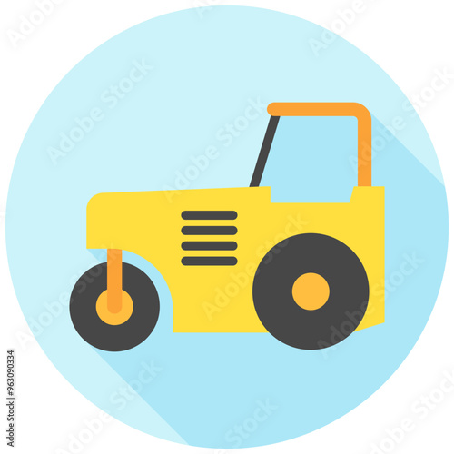 Compactor Roller rounded multi color icon. related to heavy machinery, industry, construction theme. best for UI, UX, app and web development.