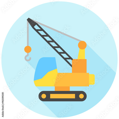 Crawler Excavator rounded multi color icon. related to heavy machinery, industry, construction theme. best for UI, UX, app and web development.
