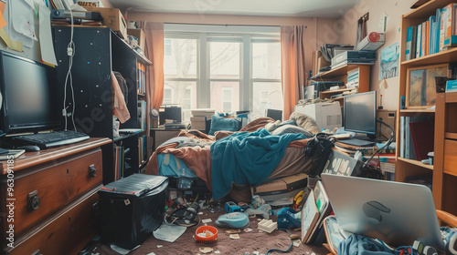 Messy bedroom - hoarder - teenage bedroom photo