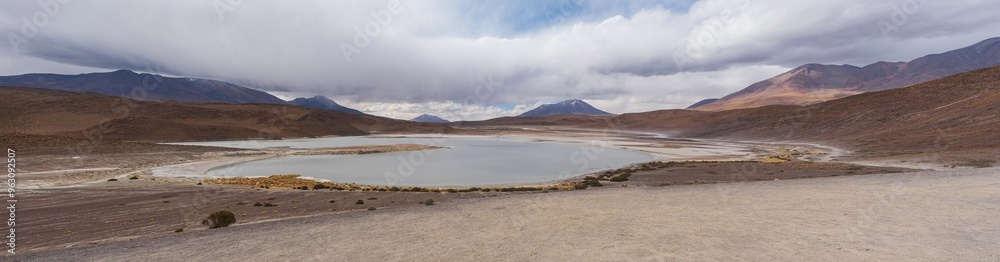 Stunning landscape of lagoon and mountains in the Bolivian Altiplano. Panoramic view of the Bolivian Altiplano in Eduardo Avaroa Andean Fauna National Reserve in Bolivia Stunning landscape of lagoon and mountains in the Bolivian Altiplano. Panoramic view of the Bolivian Altiplano in Eduardo Avaroa Andean Fauna National Reserve in Bolivia