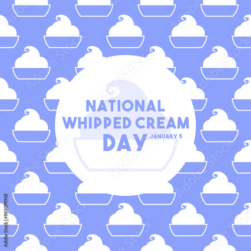 National Whipped Cream Day. January 5. Seamless pattern.