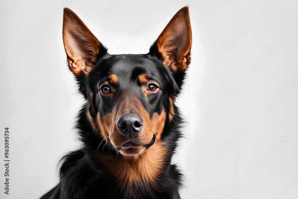 Fototapeta premium Australian kelpie dog animal on white background, AI Generated