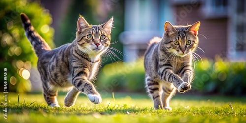 Swift and stealthy felines exchange clever tactics and get outmaneuvered by their cunning counterparts in a bright and photo