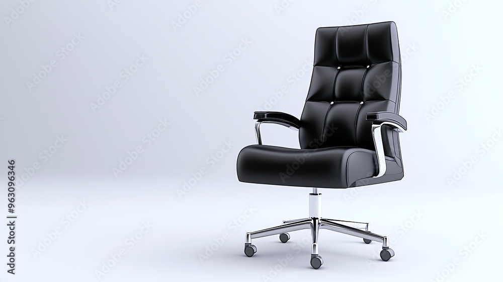Obraz premium Stylish black office chair with ergonomic design and sleek finish, perfect for modern workspaces and home offices.