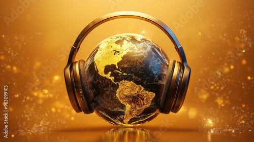 Earth with headphone